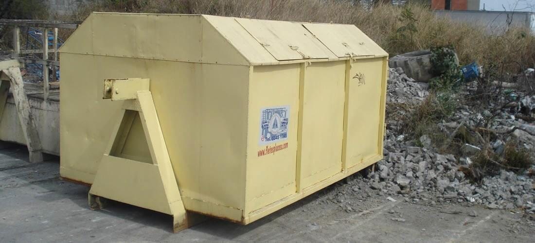 Contenedor amarillo de Fletes Placosa para residuos sólidos no peligrosos